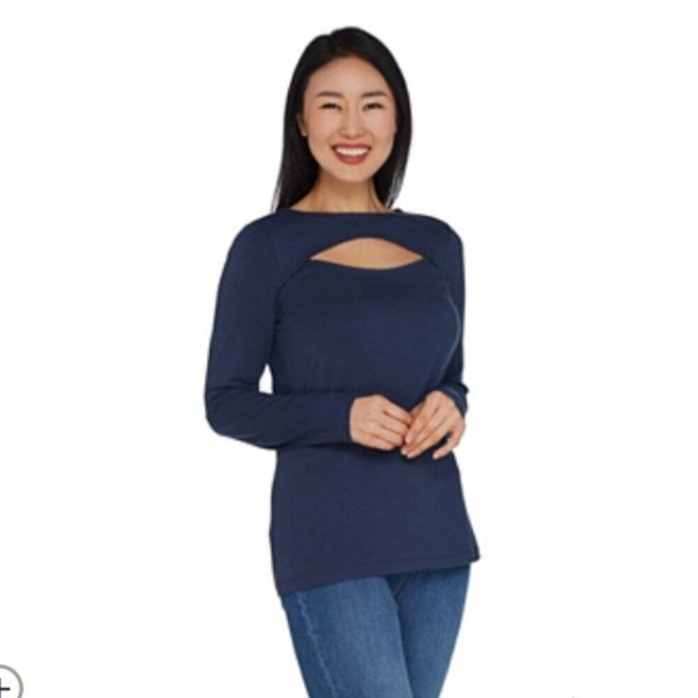 New G.I.L.I. Long Sleeve Open Keyhole Top | Size L
